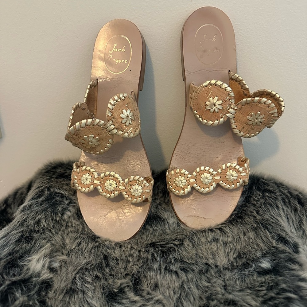 Jack Rogers Gold Embellished Women's Sandals Size 9.5 - Picture 3 of 6